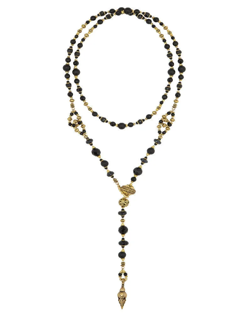 Black Onyx and Gold Lariat