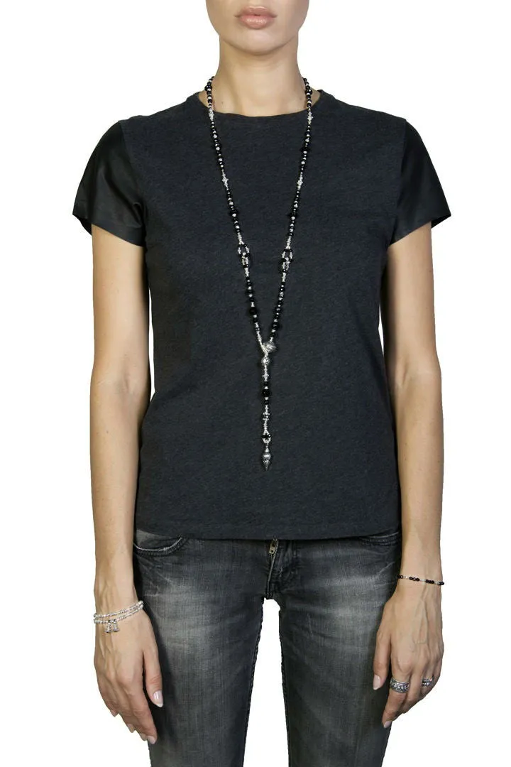 Black Onyx and Sterling Silver Lariat