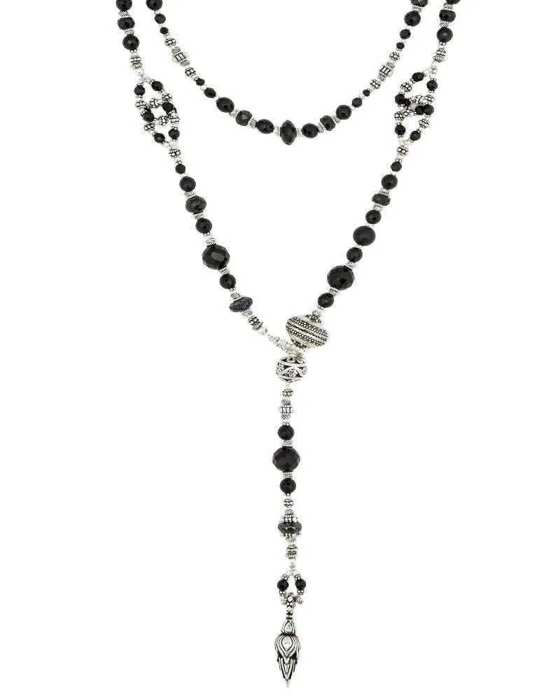 Black Onyx and Sterling Silver Lariat