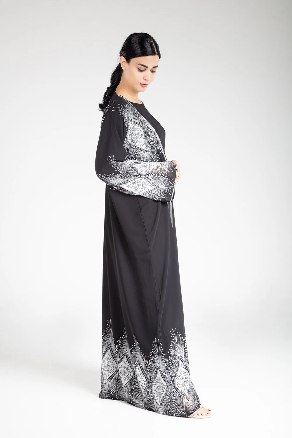 Black Printed Kimono
