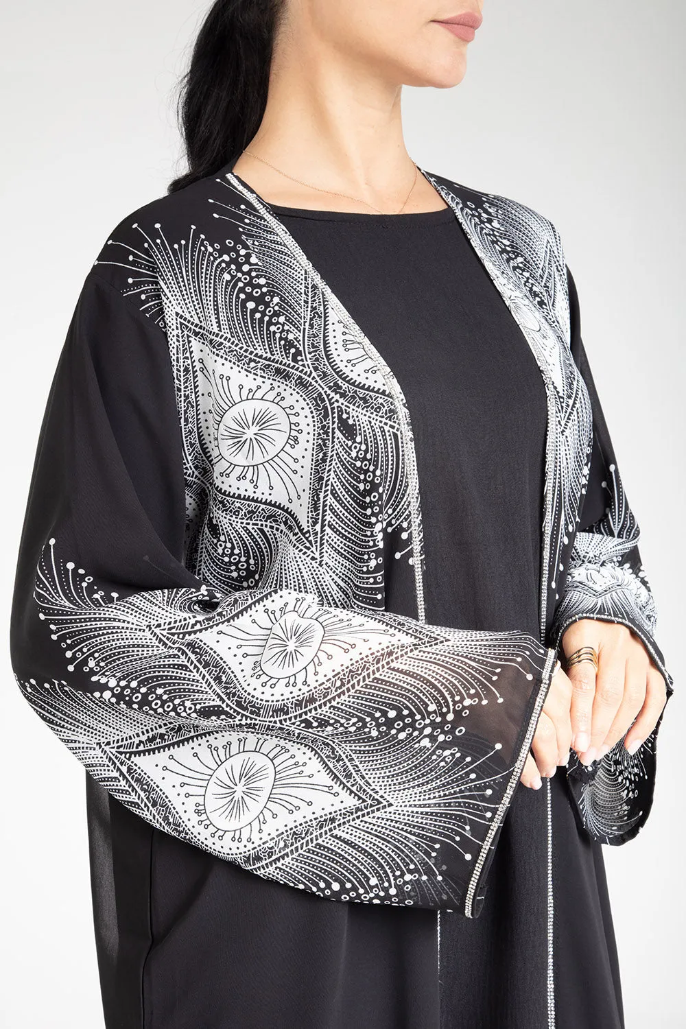 Black Printed Kimono