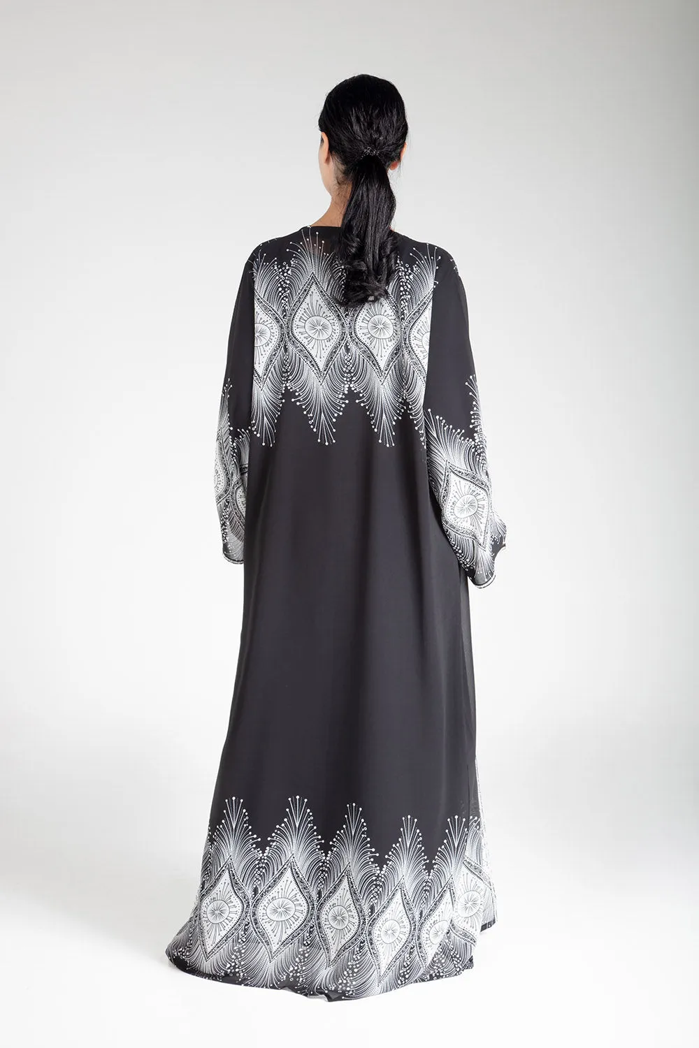 Black Printed Kimono