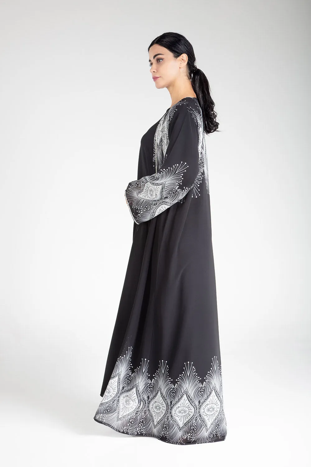 Black Printed Kimono