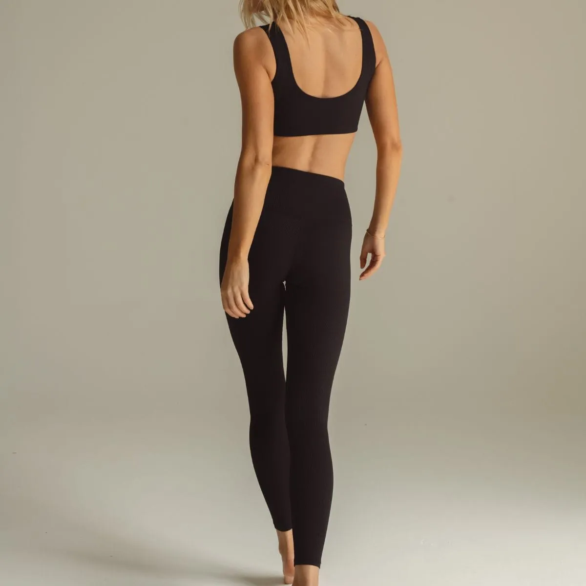 Black Rib Wide Band Legging
