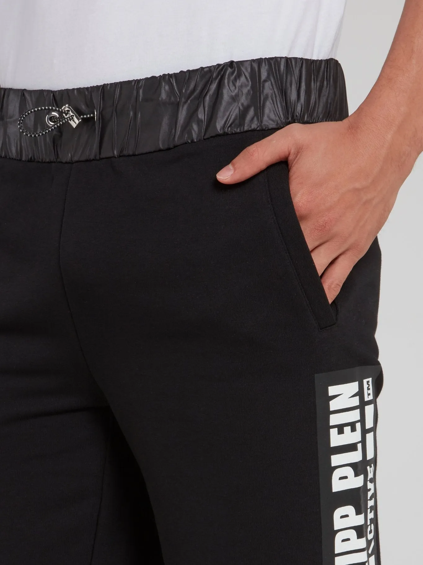 Black Ribbed Waistband Jogging Shorts