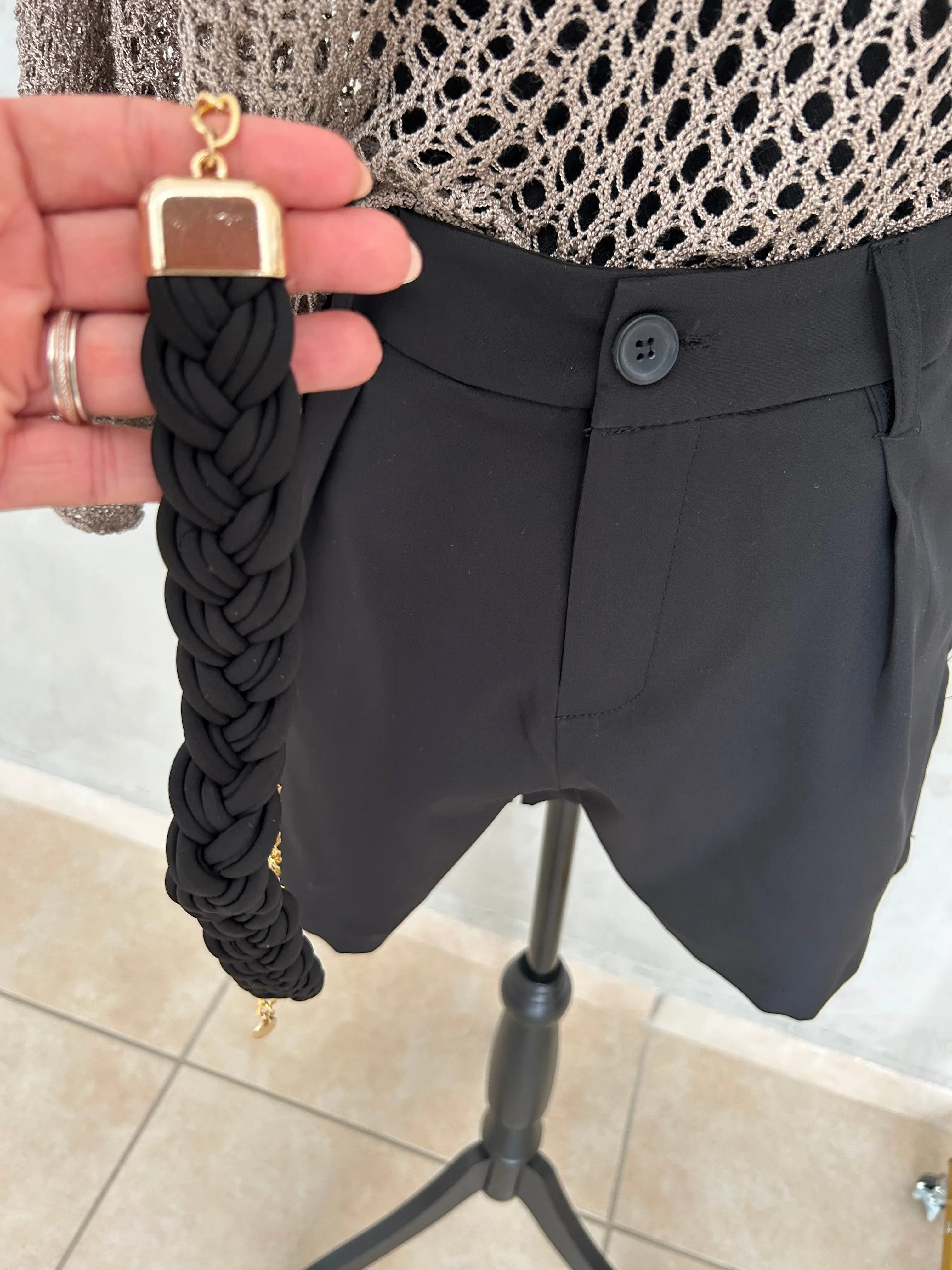 Black short with belt
