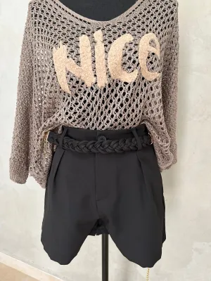 Black short with belt