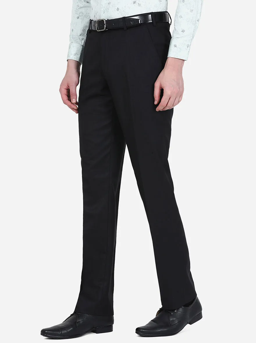 Black Solid Classic fit Formal Trouser | Greenfibre