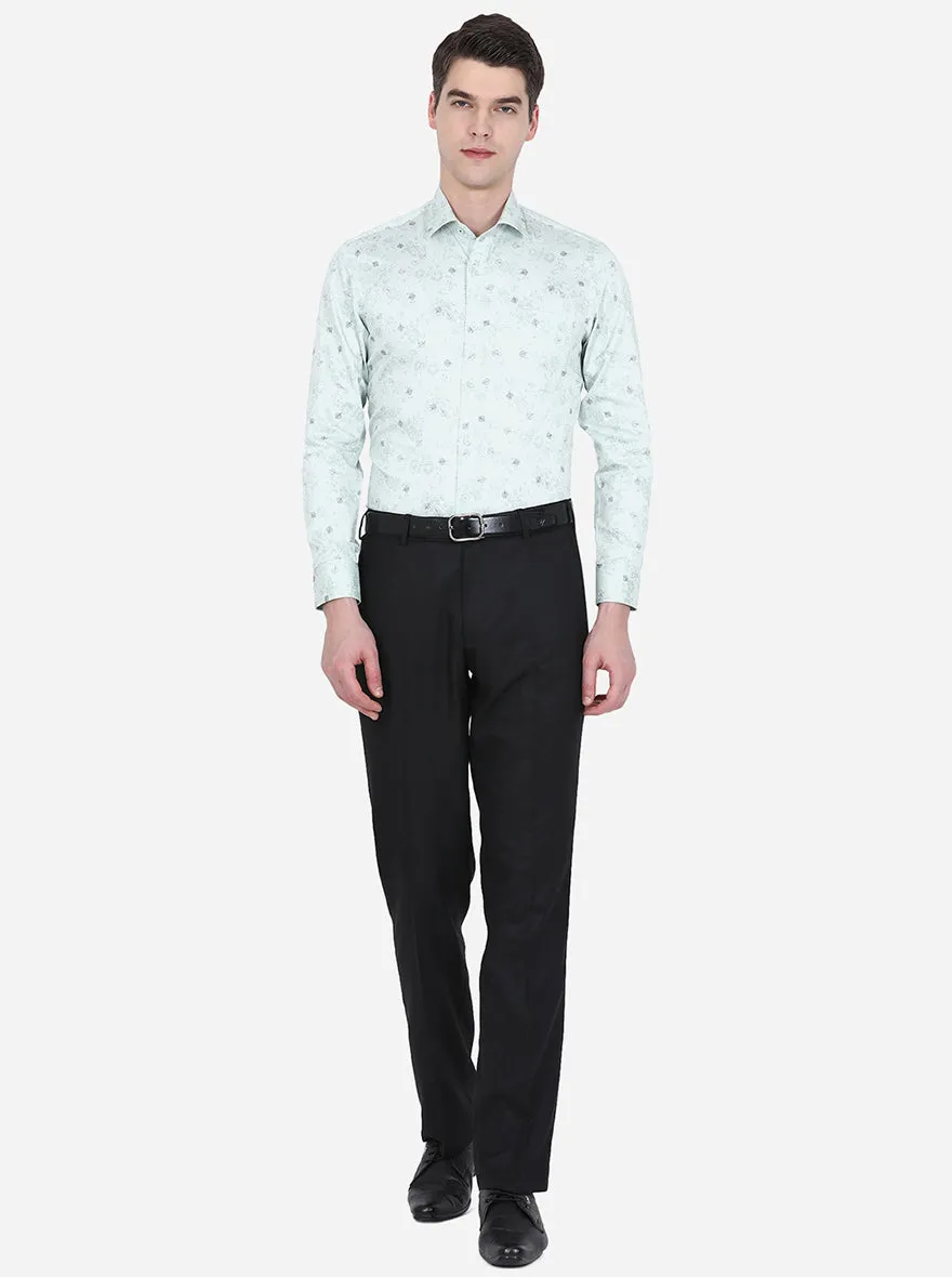 Black Solid Classic fit Formal Trouser | Greenfibre