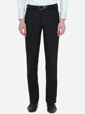 Black Solid Classic fit Formal Trouser | Greenfibre