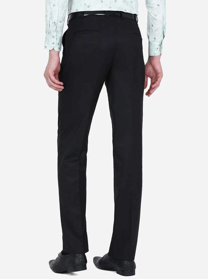 Black Solid Classic fit Formal Trouser | Greenfibre