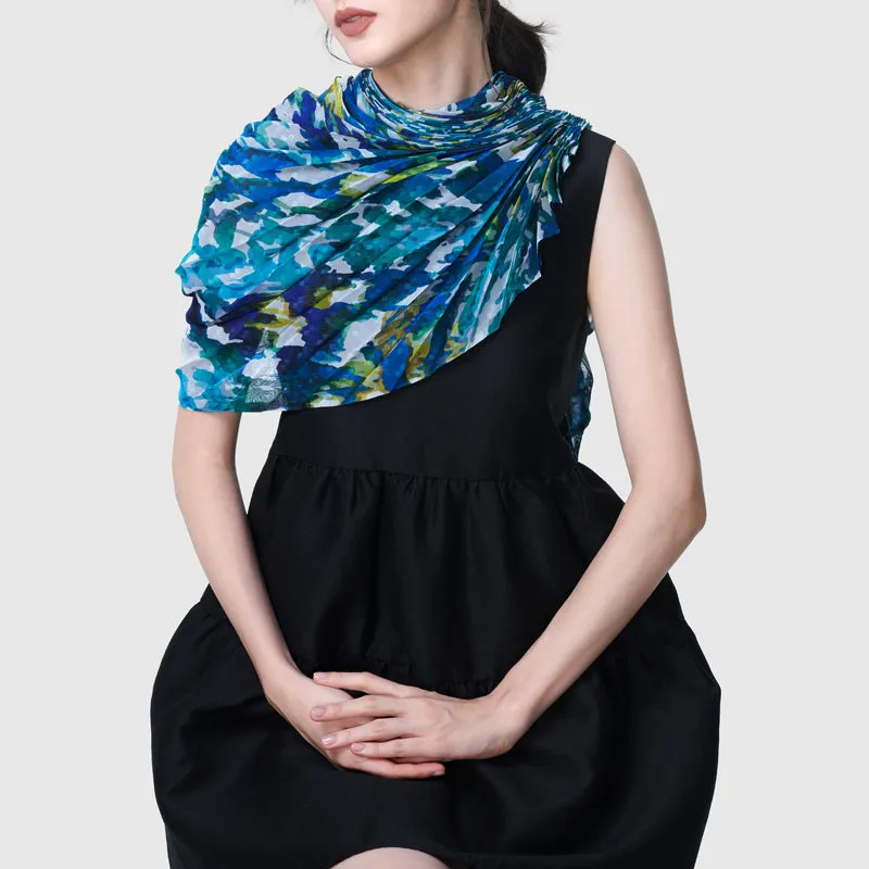 Blue Jade Cinch-Pleated Scarf