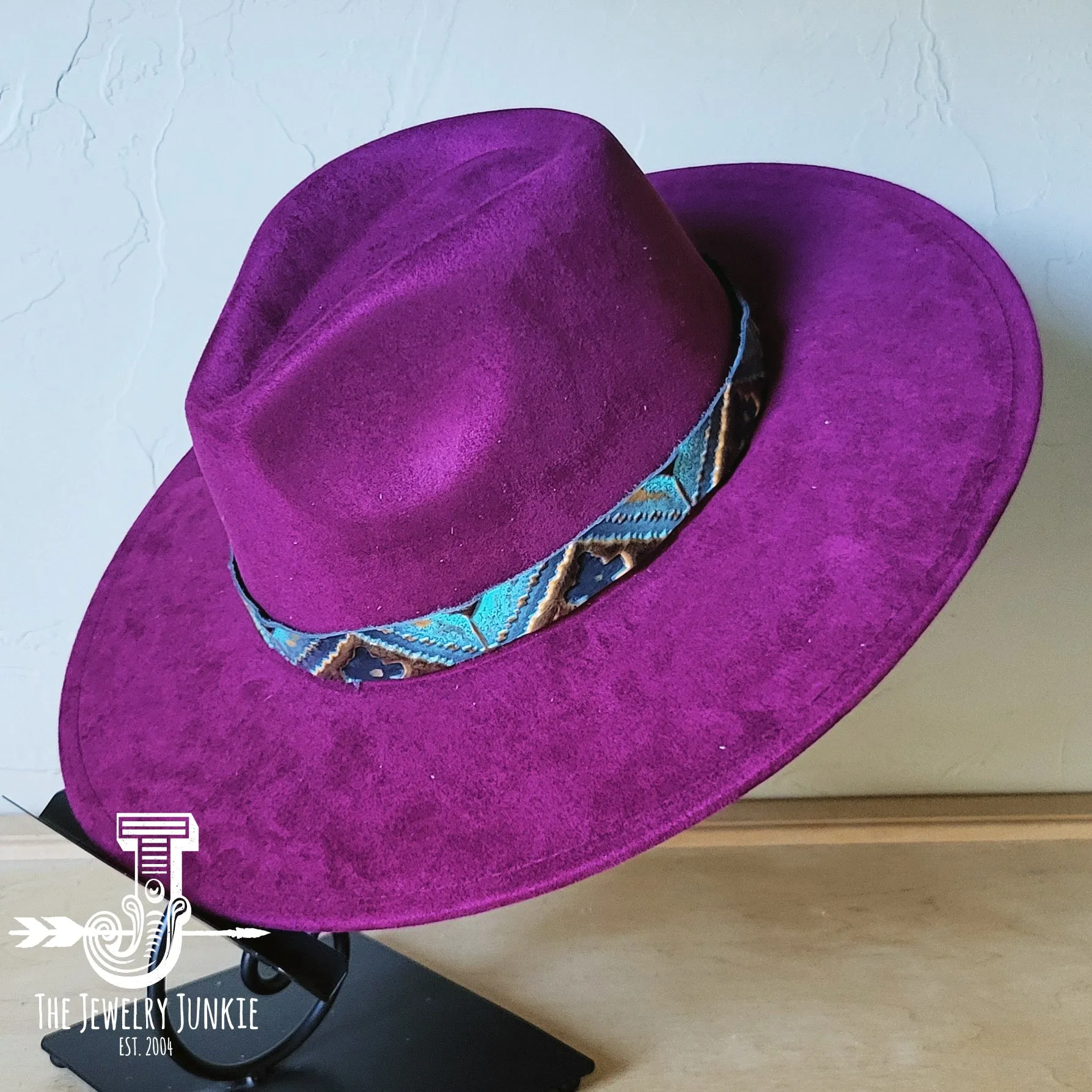 Blue Navajo Western Leather Band w/ Choice of Boho Hat 984x
