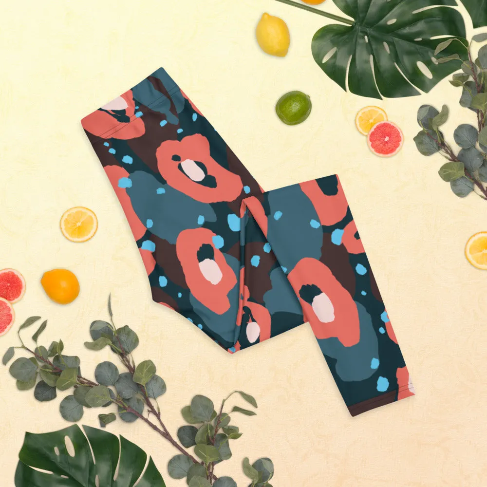 Blue Orange Designer Leggings