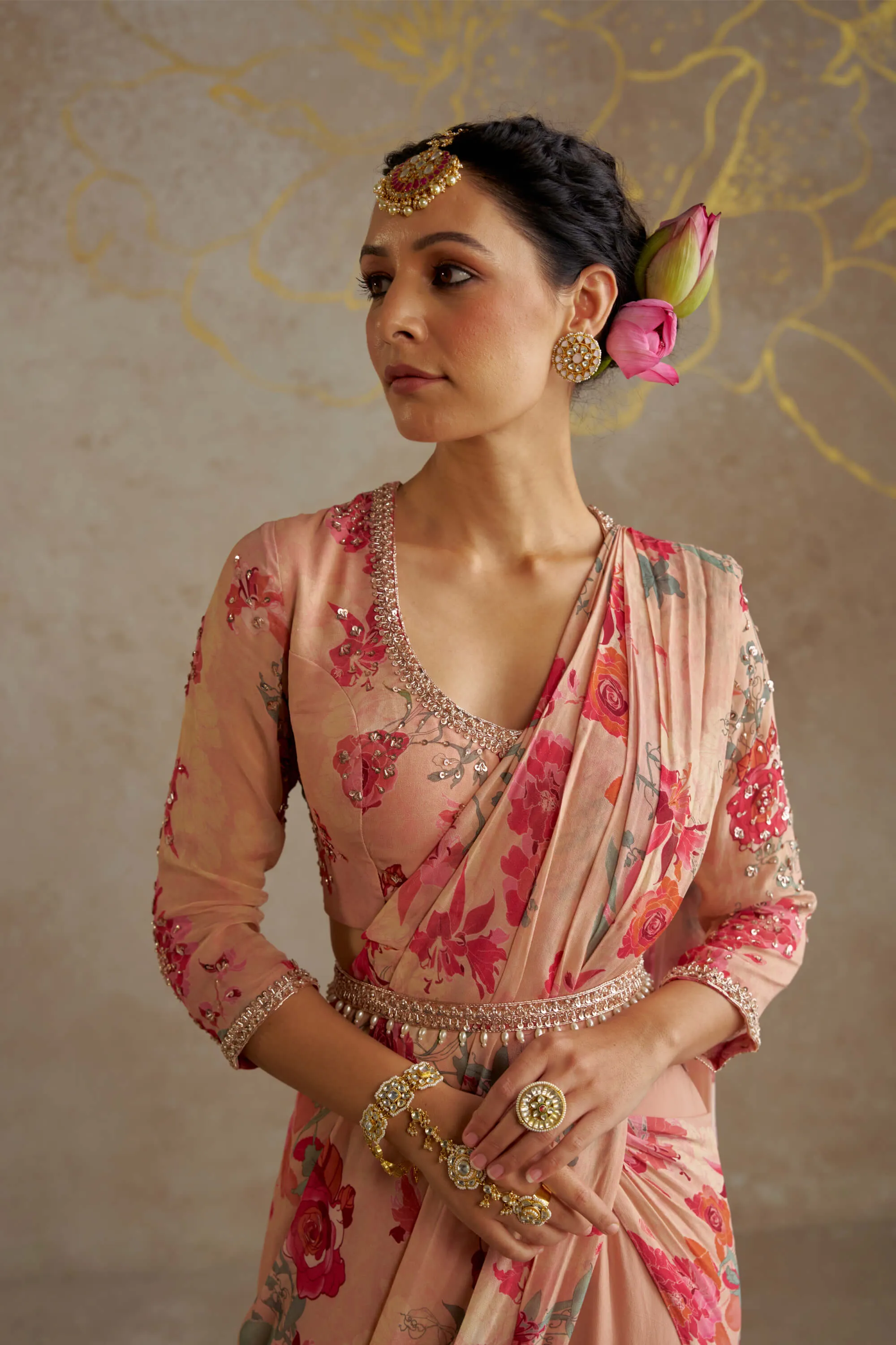 Blush rose sharara sari set