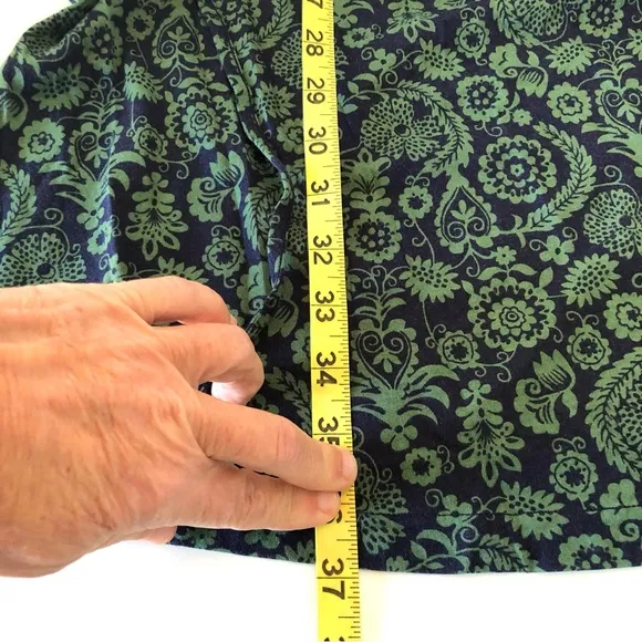 Boden Green and Blue Paisley Long Sleeve Jersey Mini Dress w/ Tie Belt Women’s 4