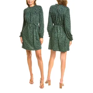 Boden Green and Blue Paisley Long Sleeve Jersey Mini Dress w/ Tie Belt Women’s 4