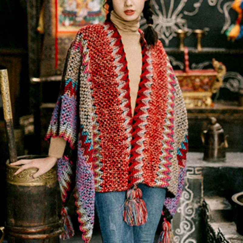 Boho Chic Knitted Cape