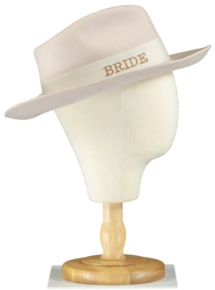 Bonita Cream Bride Fedora Hat UK M