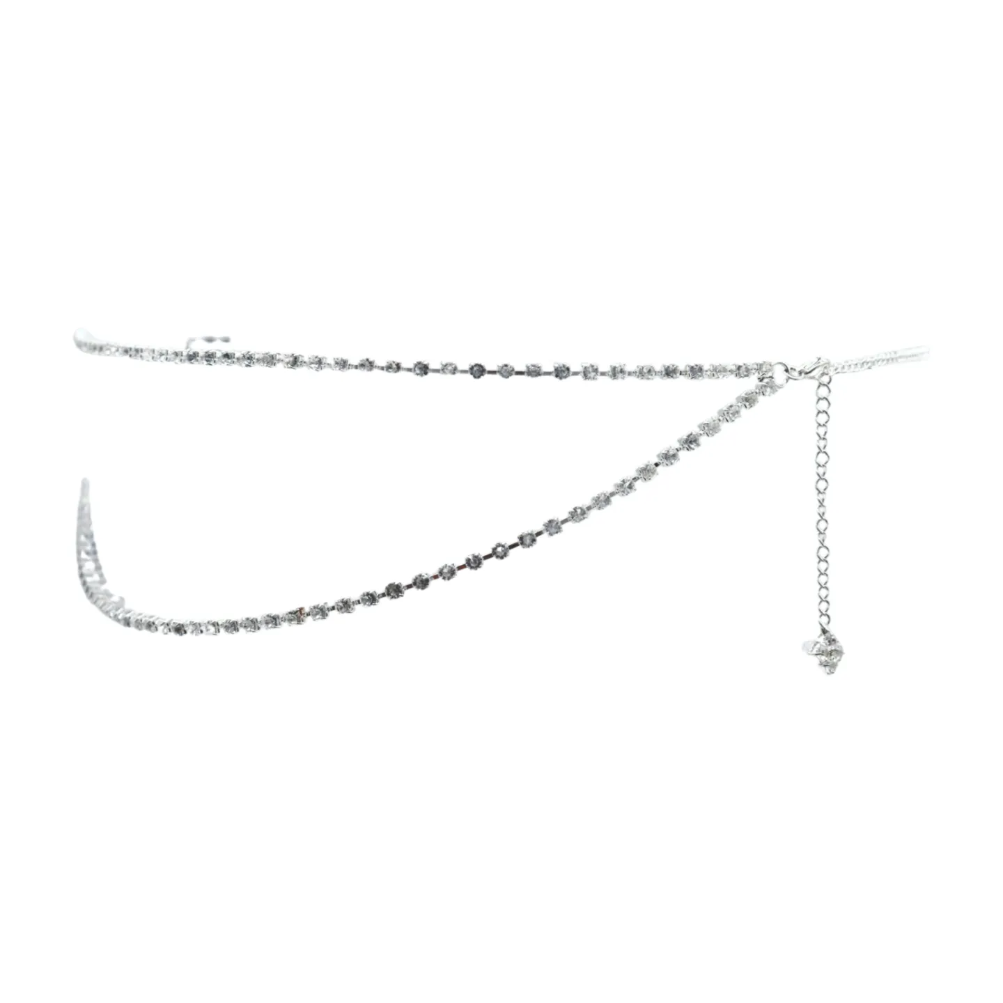 Brand New Women Silver Metal Chain Wave Rhinestones Belt Hip Waist Size XS S M
