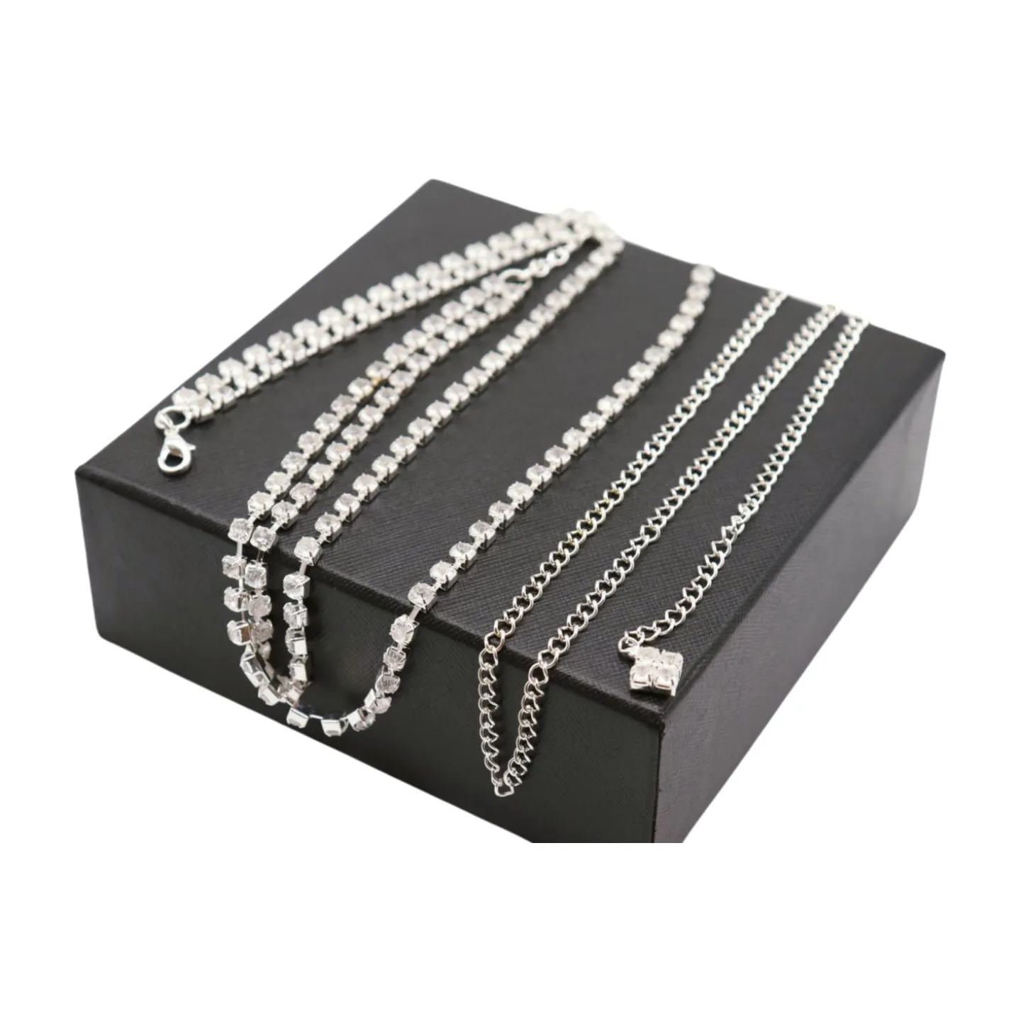 Brand New Women Silver Metal Chain Wave Rhinestones Belt Hip Waist Size XS S M