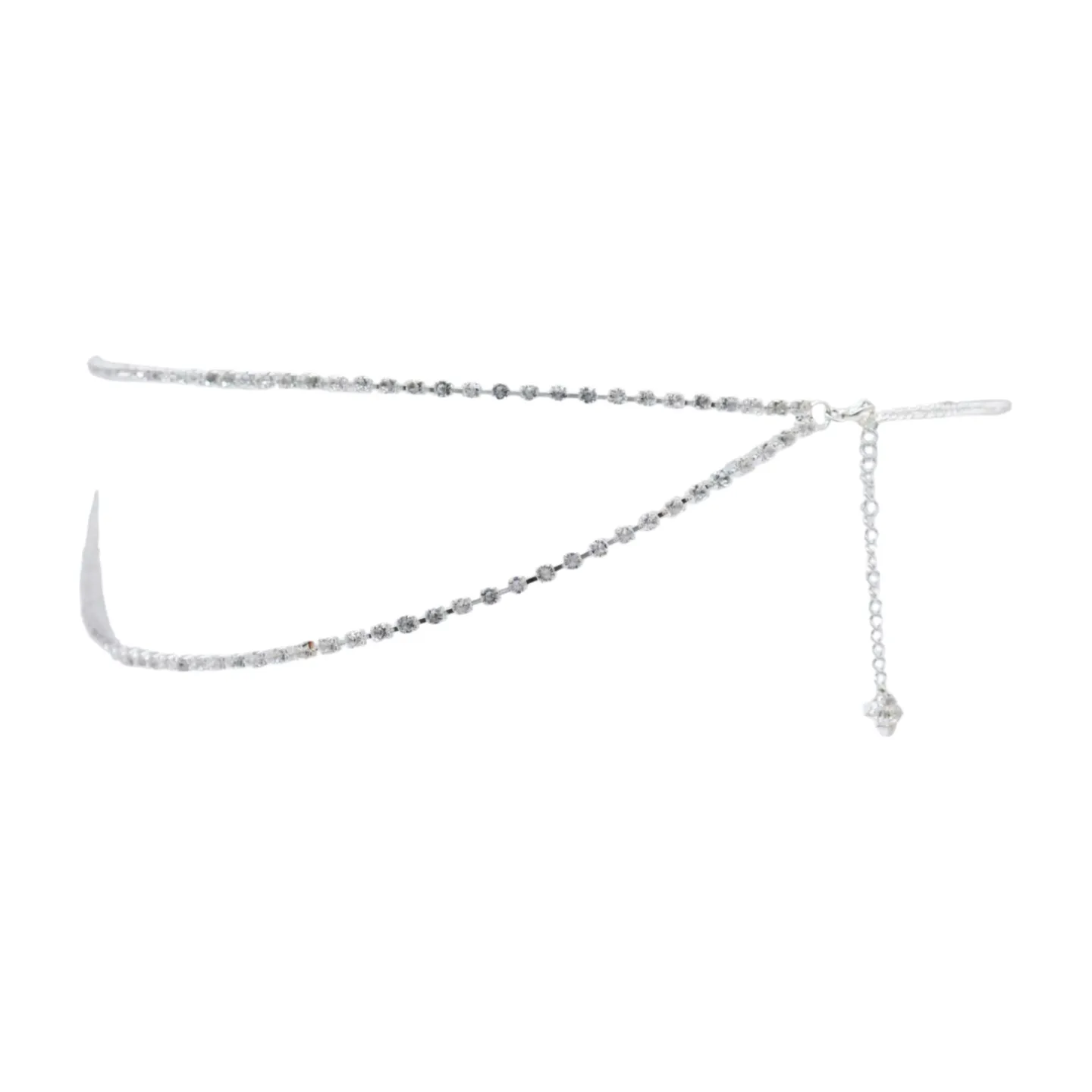 Brand New Women Silver Metal Chain Wave Rhinestones Belt Hip Waist Size XS S M