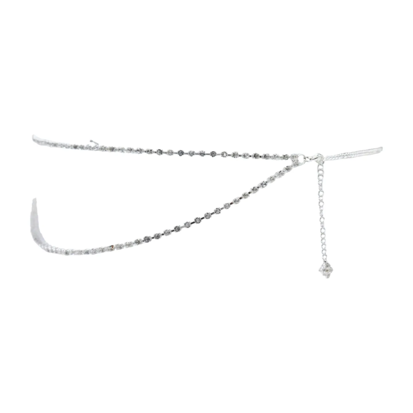 Brand New Women Silver Metal Chain Wave Rhinestones Belt Hip Waist Size XS S M