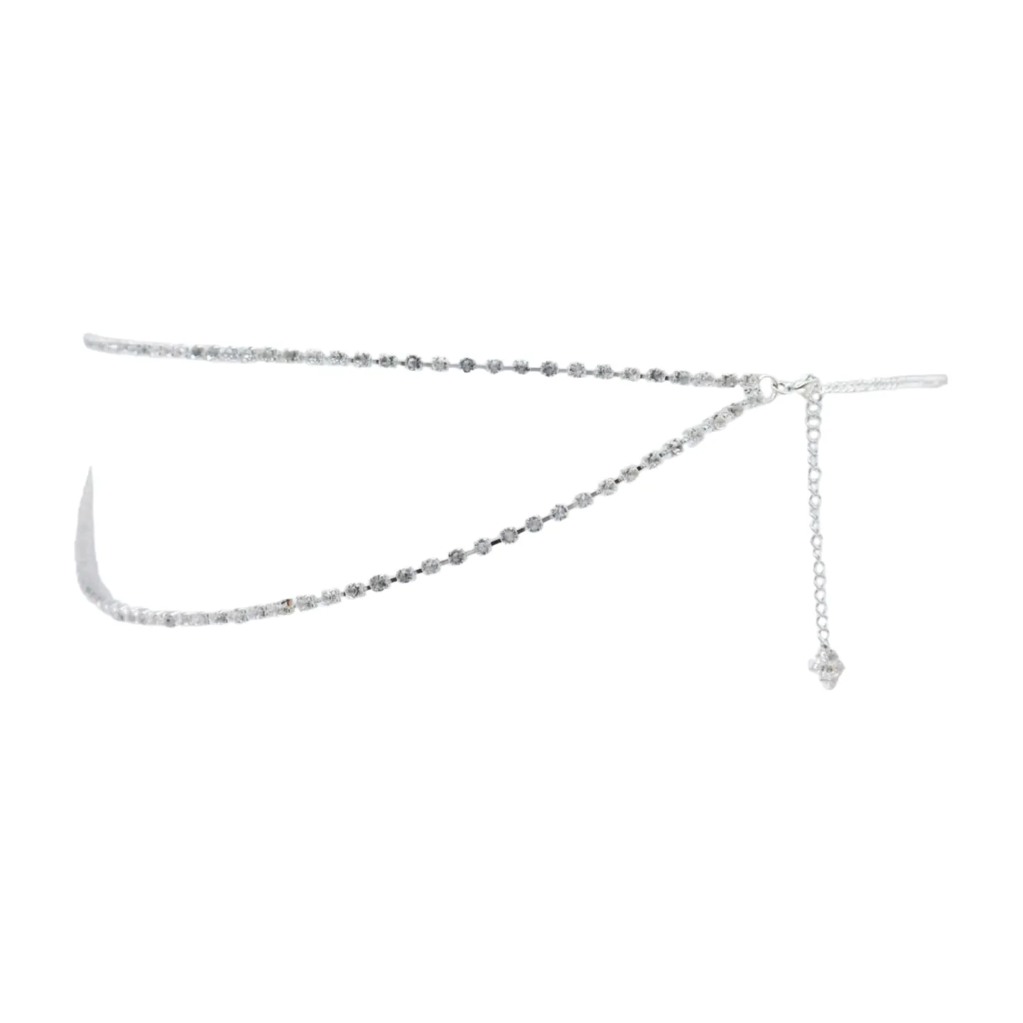 Brand New Women Silver Metal Chain Wave Rhinestones Belt Hip Waist Size XS S M