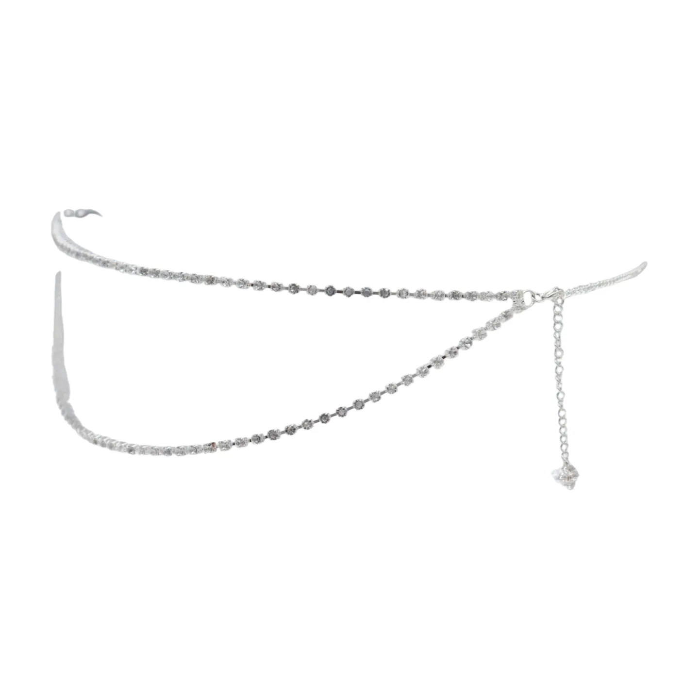 Brand New Women Silver Metal Chain Wave Rhinestones Belt Hip Waist Size XS S M