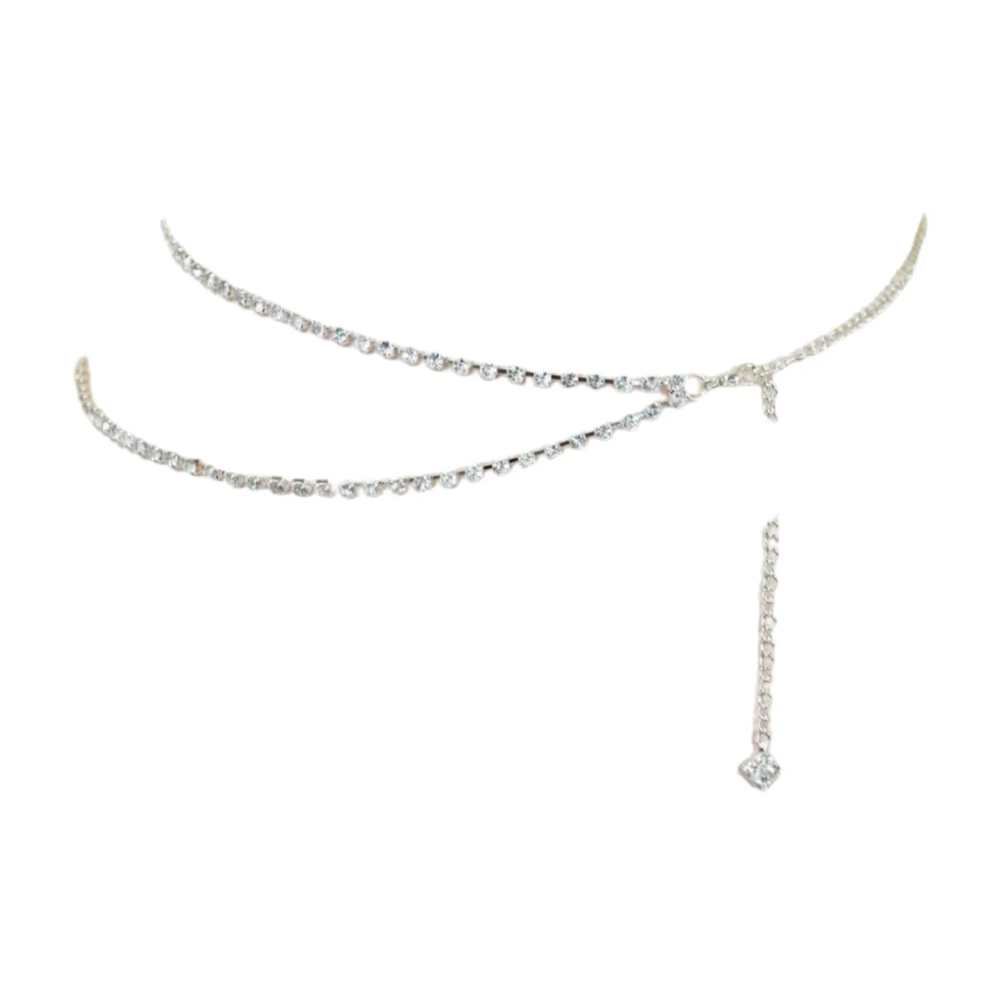 Brand New Women Silver Metal Chain Wave Rhinestones Belt Hip Waist Size XS S M