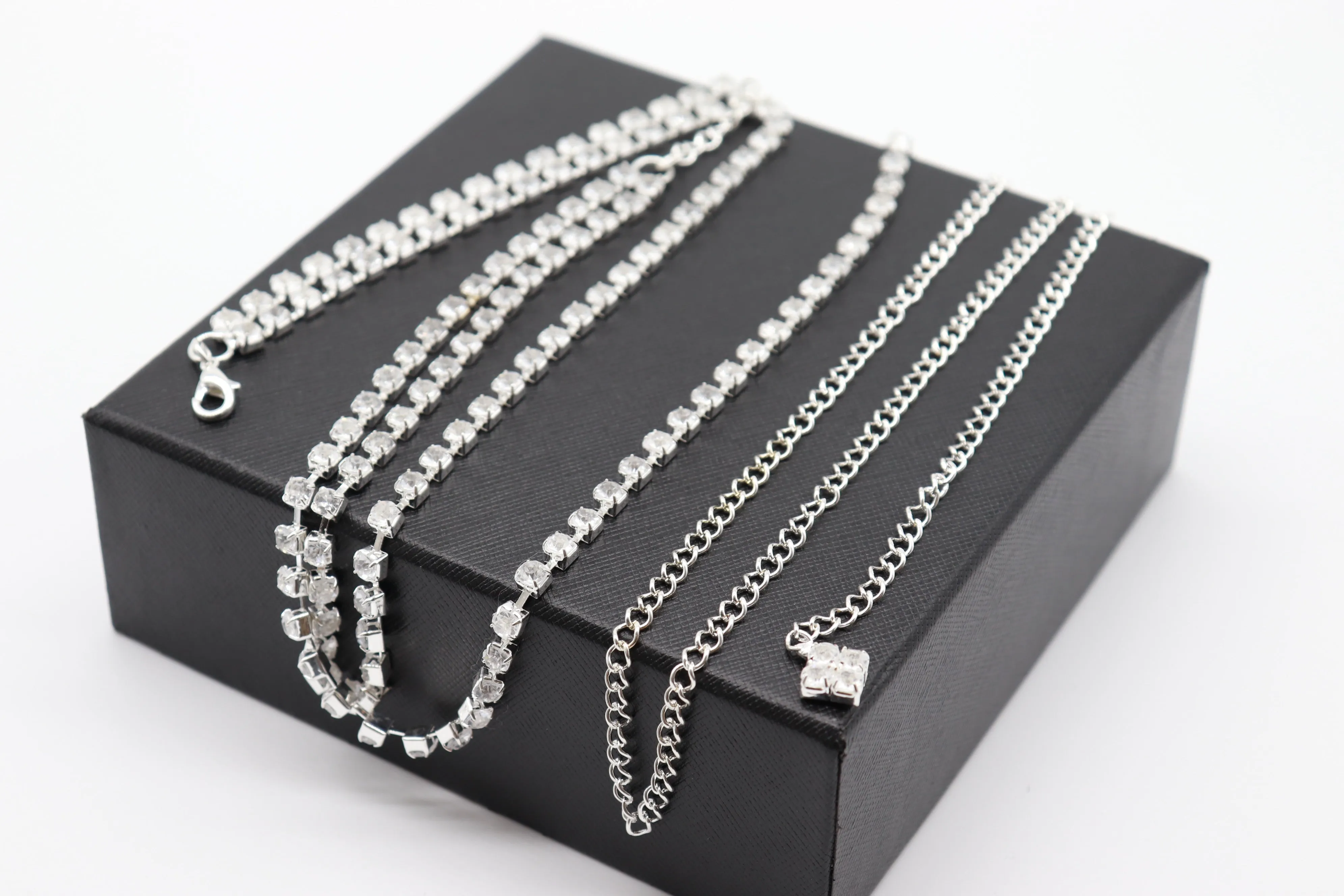 Brand New Women Silver Metal Chain Wave Rhinestones Belt Hip Waist Size XS S M