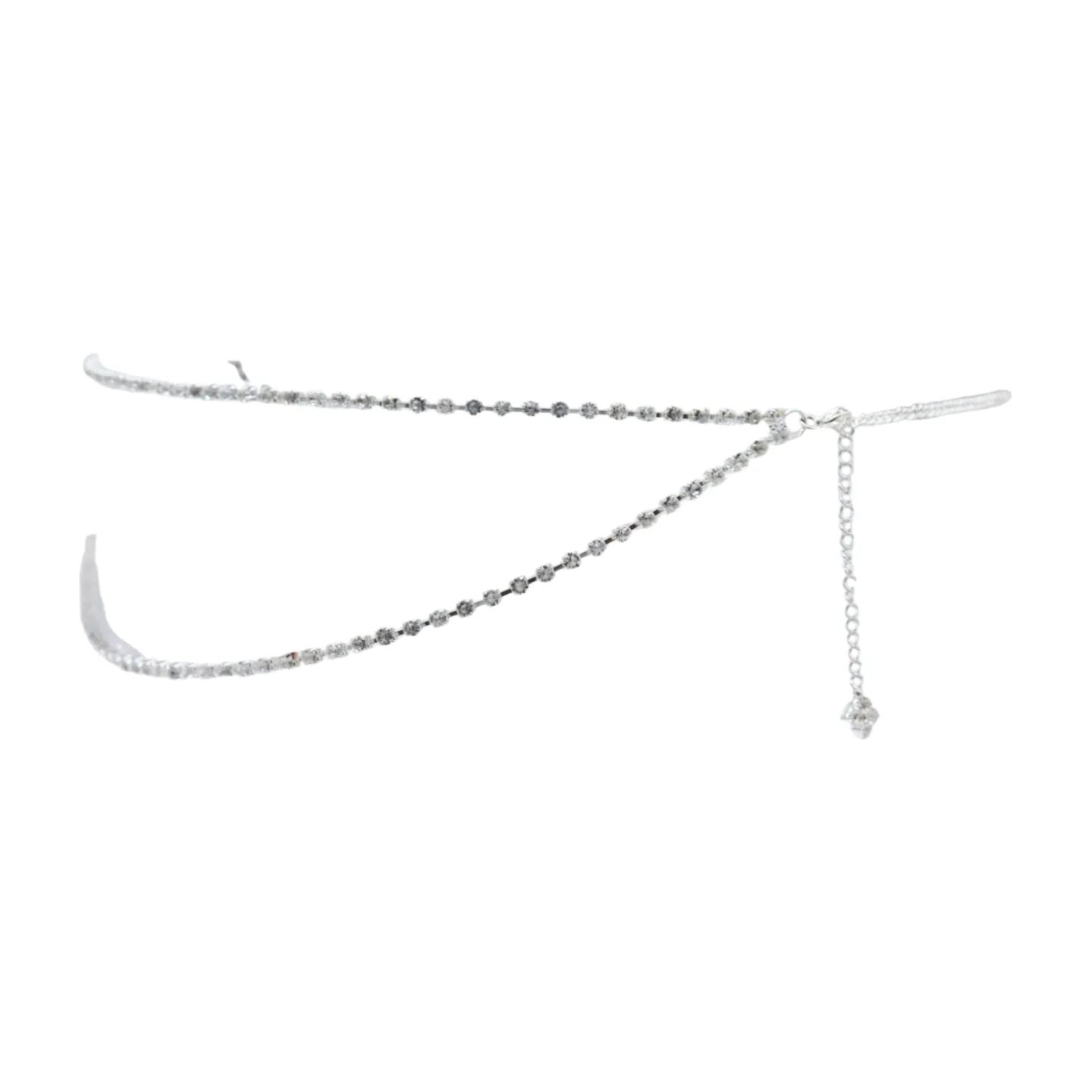 Brand New Women Silver Metal Chain Wave Rhinestones Belt Hip Waist Size XS S M