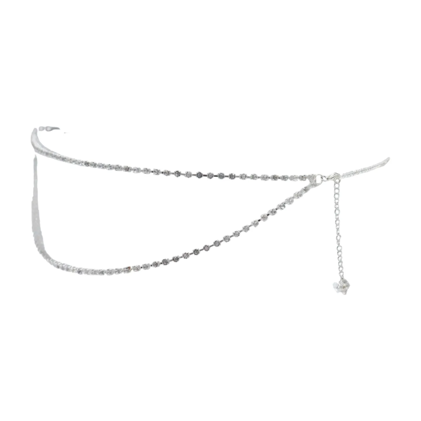 Brand New Women Silver Metal Chain Wave Rhinestones Belt Hip Waist Size XS S M