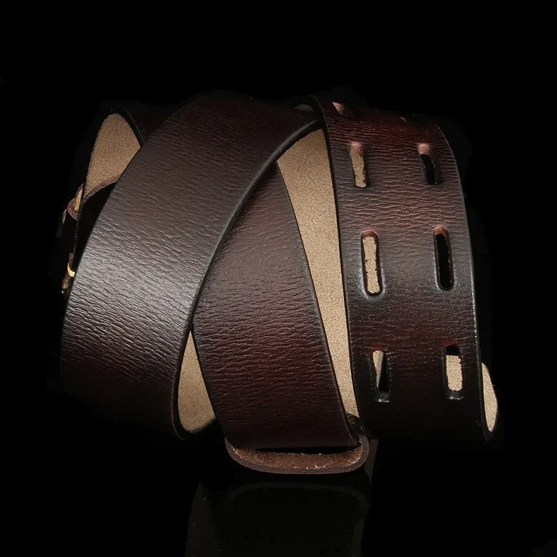 British Style Double Pin Buckle Leather Belt