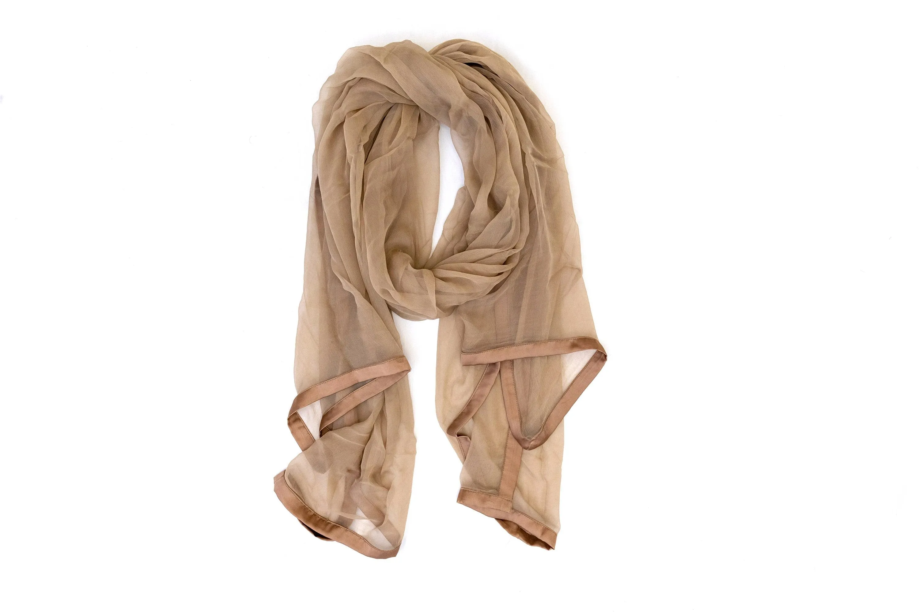 Brown Chiffon & Silk Dupatta - Scarf