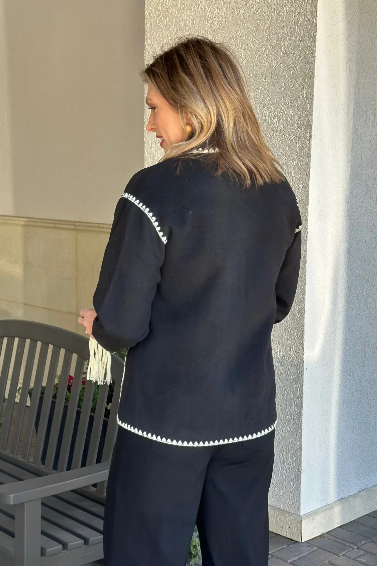 Bryon Tassel Scarf Stitch Jacket