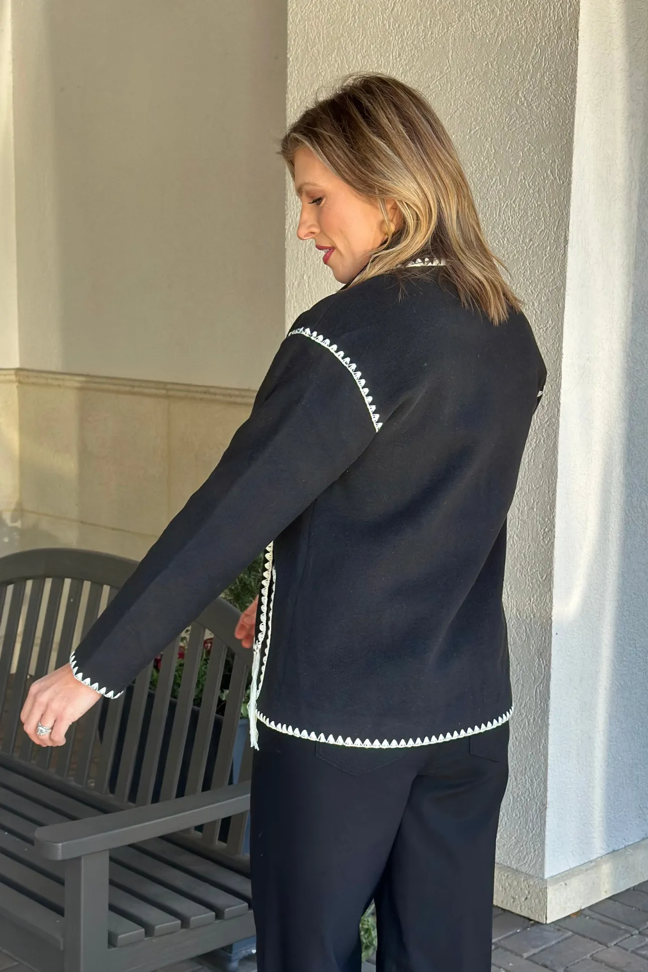 Bryon Tassel Scarf Stitch Jacket