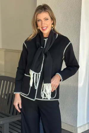 Bryon Tassel Scarf Stitch Jacket