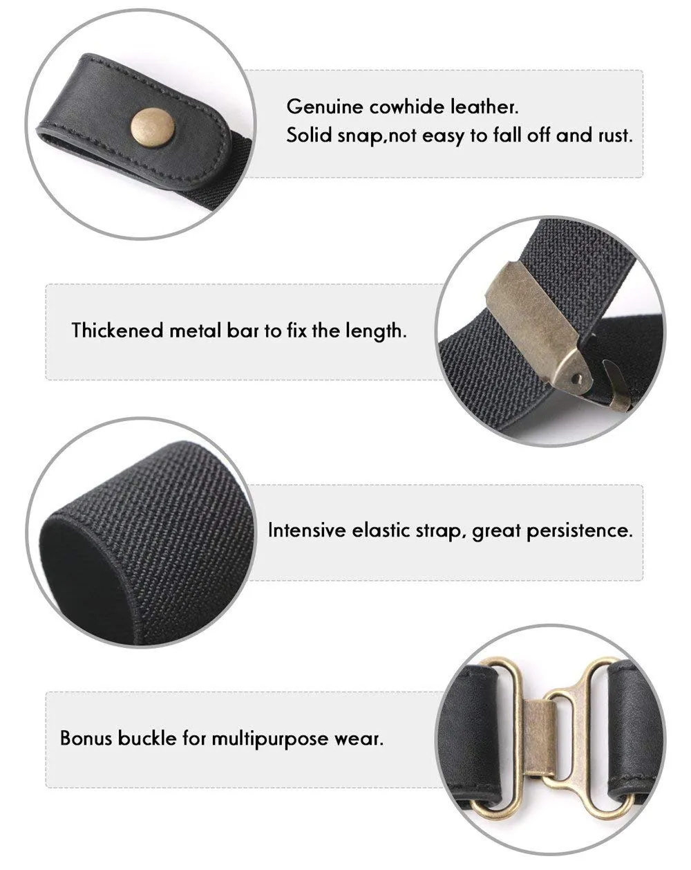 Buckle Free Women Stretch Belt Elastic Waist Belt for Jeans Pants Dresses