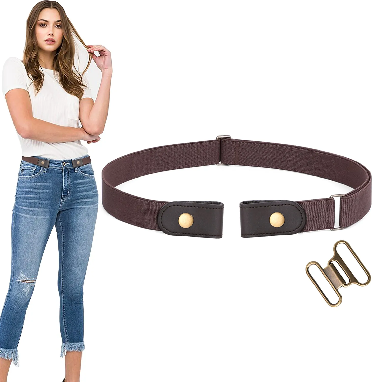 Buckle Free Women Stretch Belt Elastic Waist Belt for Jeans Pants Dresses