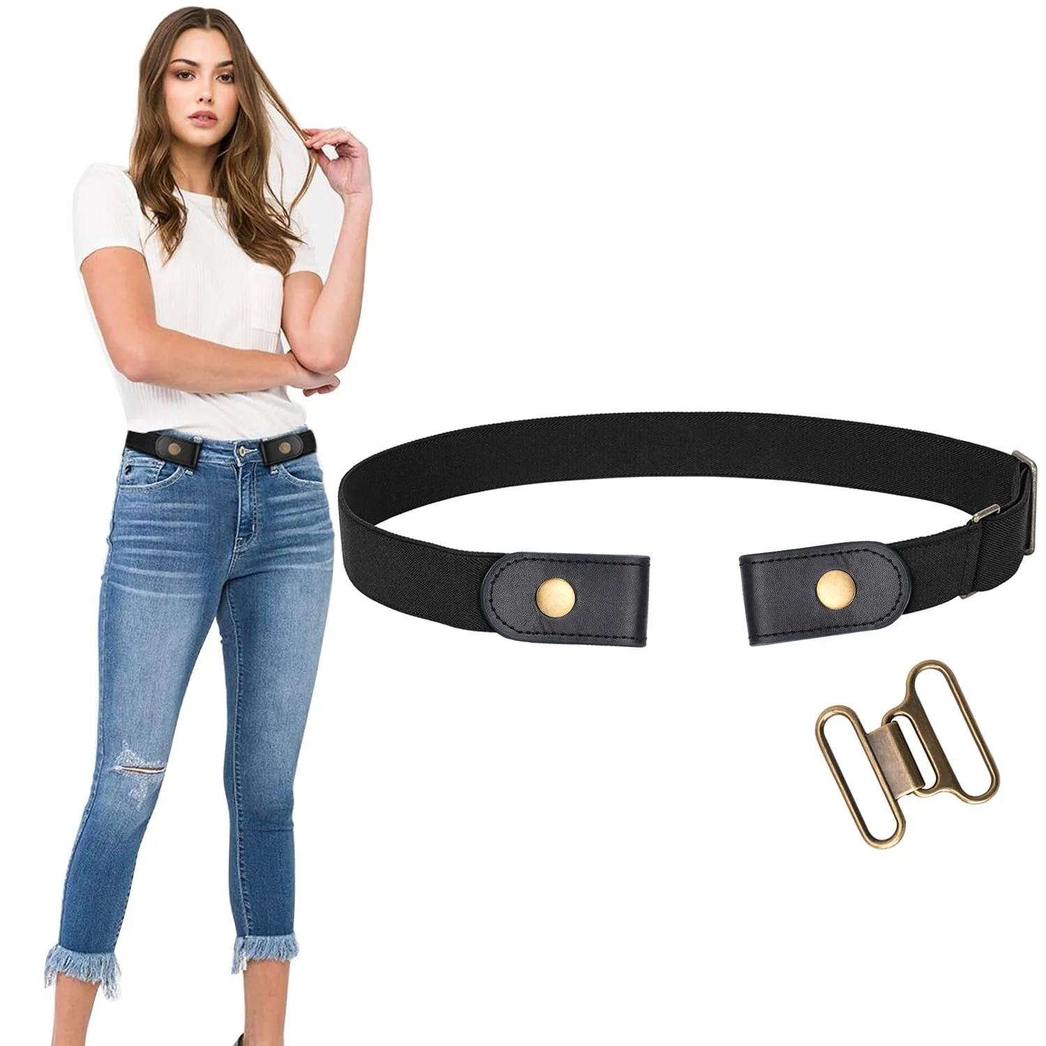Buckle Free Women Stretch Belt Elastic Waist Belt for Jeans Pants Dresses