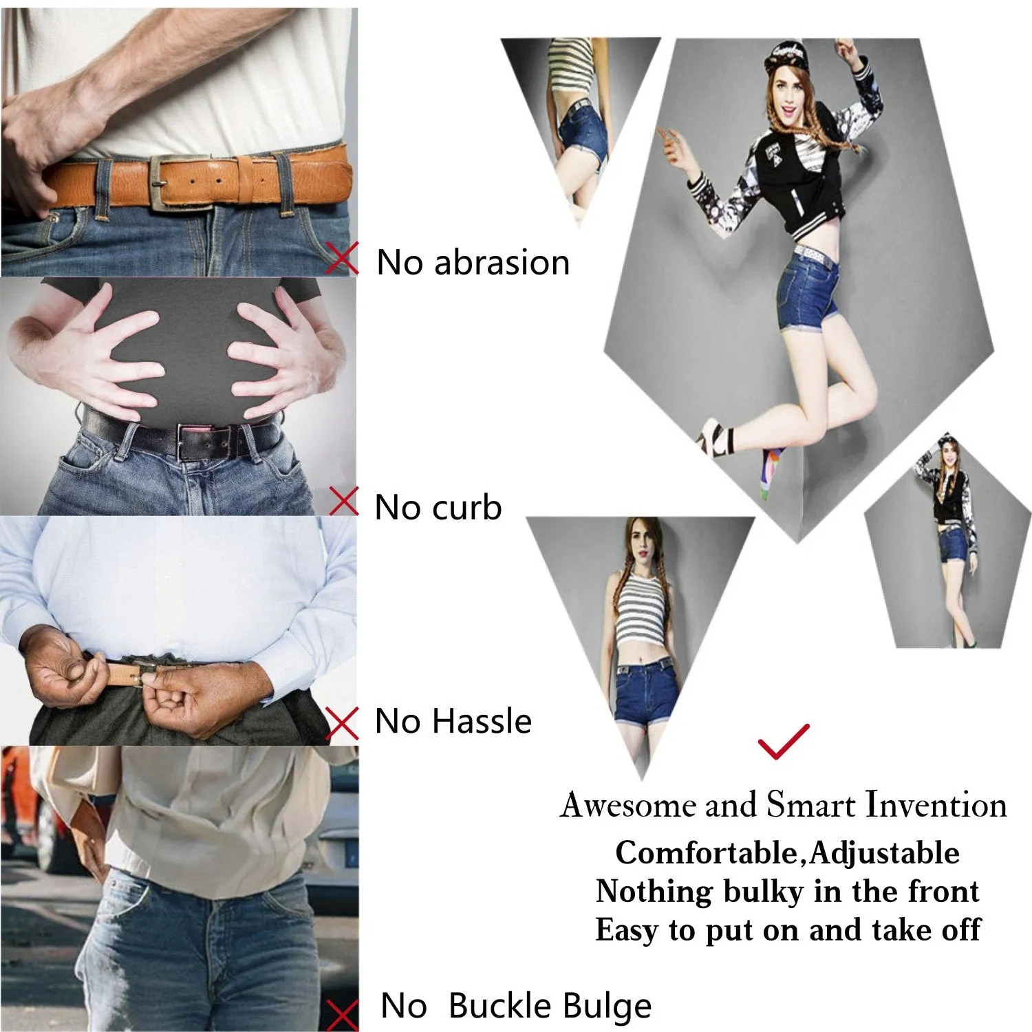 Buckle Free Women Stretch Belt Elastic Waist Belt for Jeans Pants Dresses