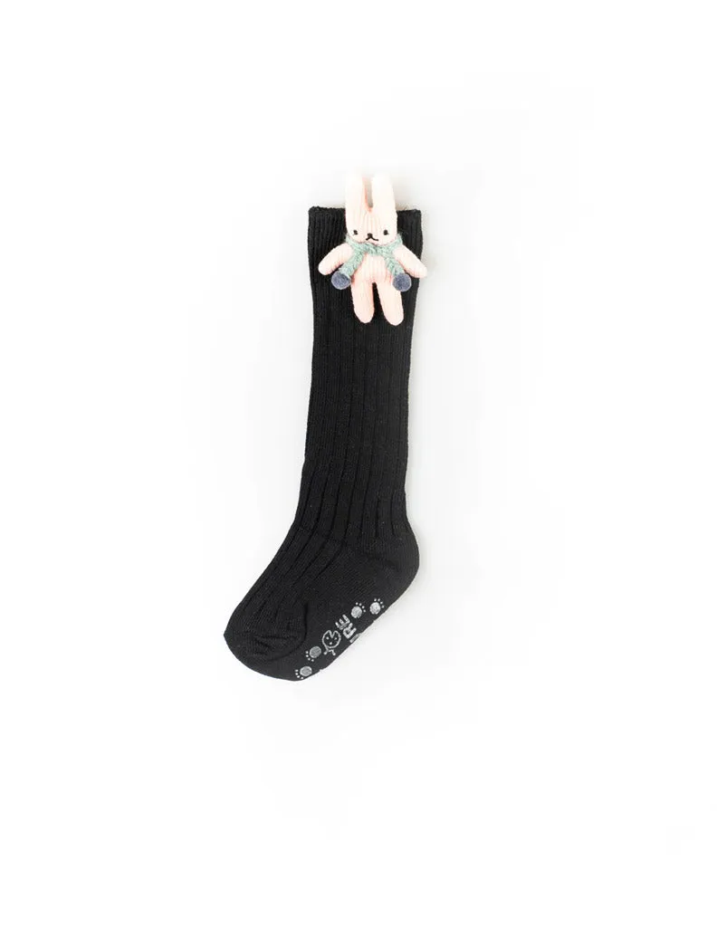 Bunny Scarf Knee Socks Black