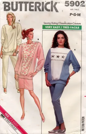 Butterick 5902 Womens Stretch Top Pants & Skirt 1980s Vintage Sewing Pattern Sizes 6 - 14 UNCUT Factory Folded