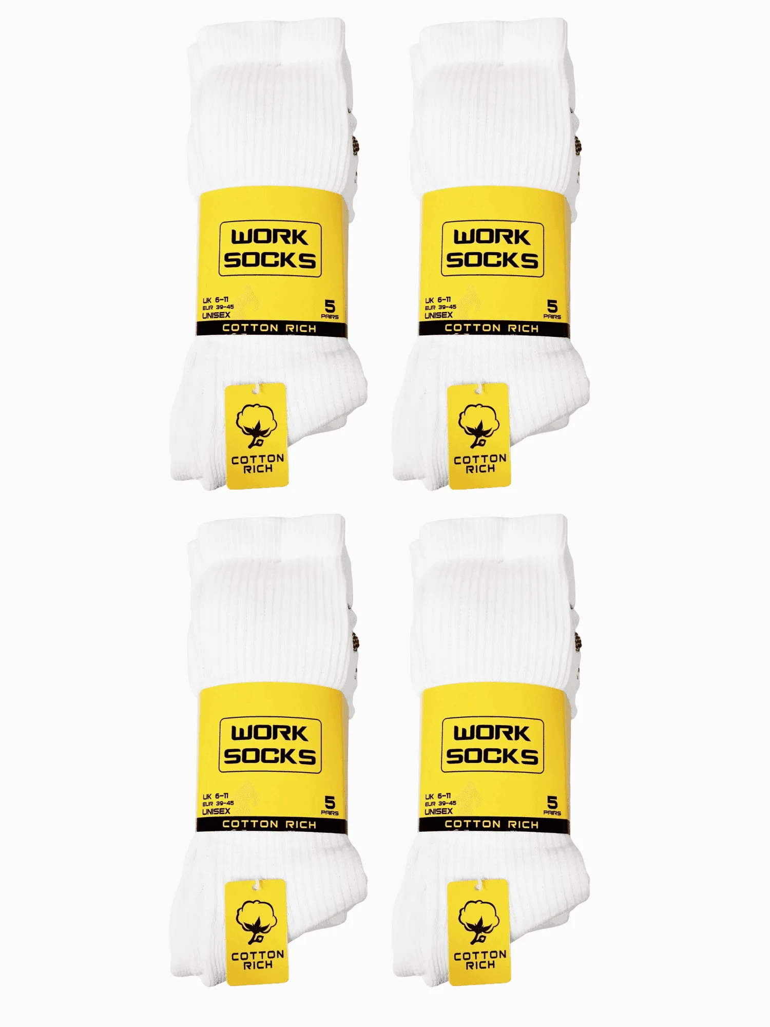 Buy 10 Pairs Get 10 Pair Free White Work Socks 6-11