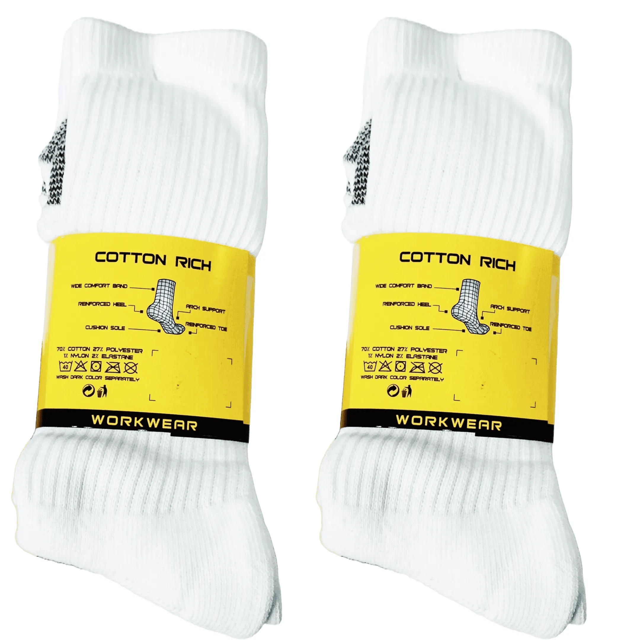 Buy 10 Pairs Get 10 Pair Free White Work Socks 6-11