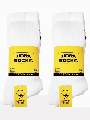 Buy 10 Pairs Get 10 Pair Free White Work Socks 6-11
