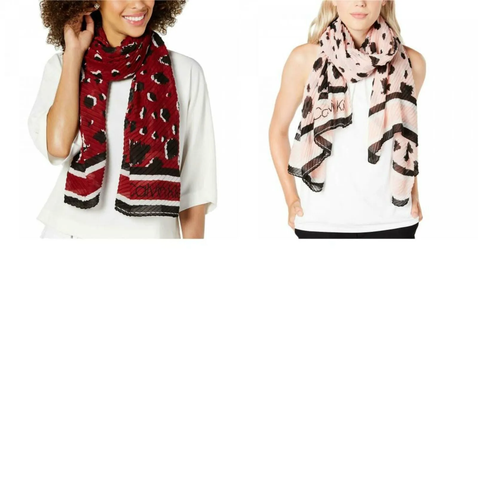 Calvin Klein Women's Leopard Pleated Scarf