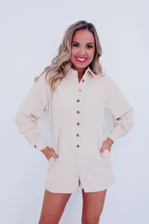 Carefree Corduroy Romper - Cream