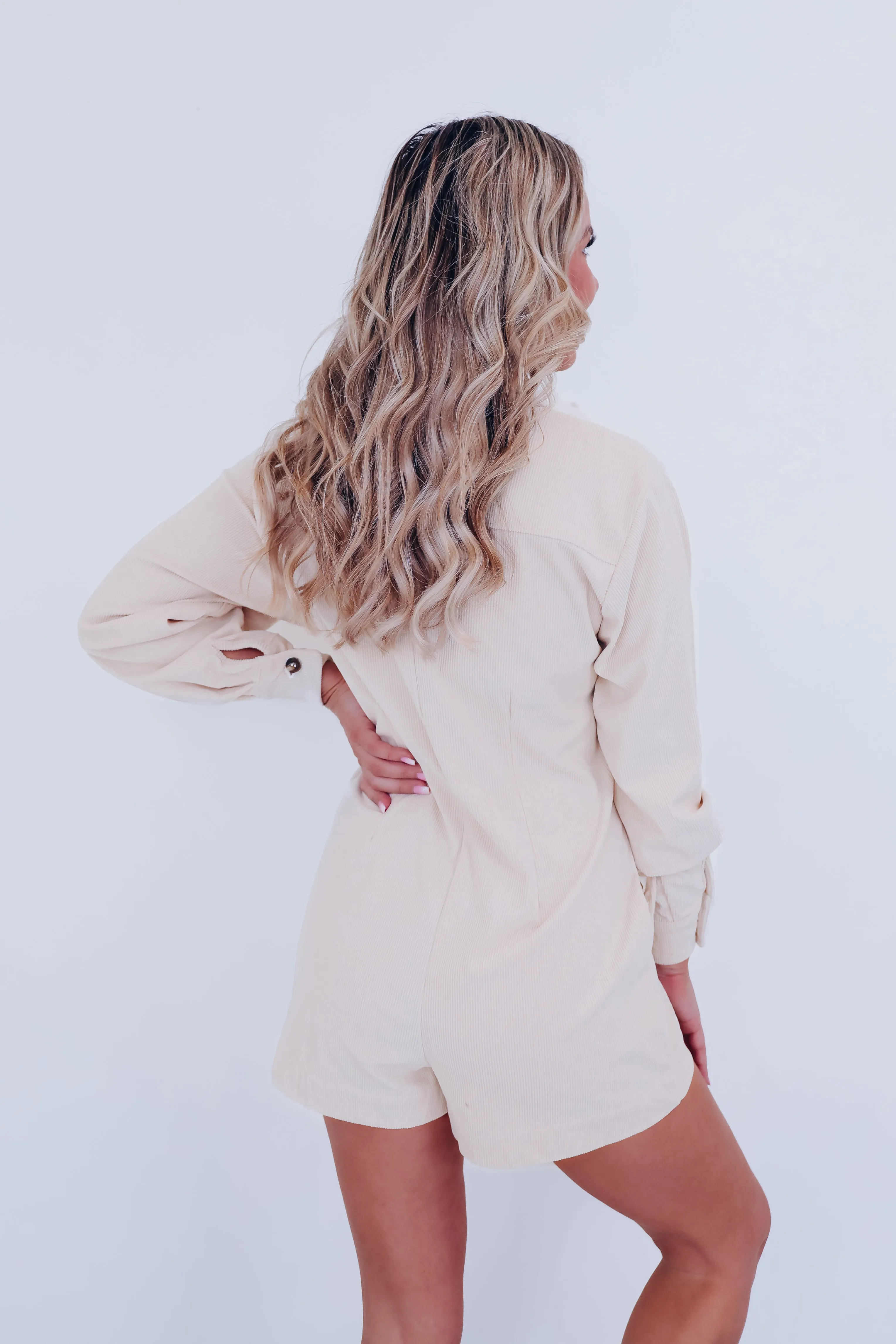 Carefree Corduroy Romper - Cream
